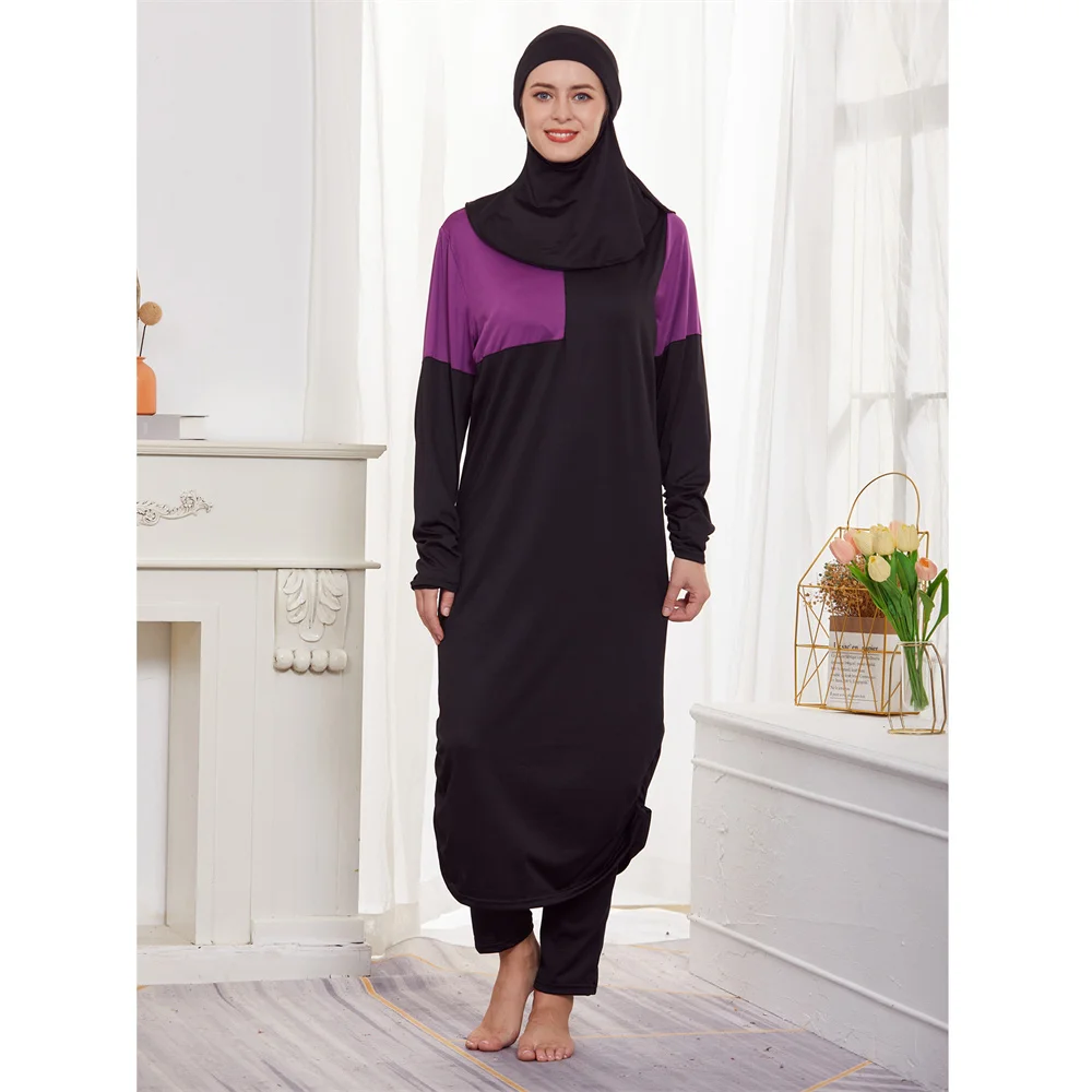 Black Swimsuit Full Cover Burkini Muslim Swimwear Modest Hijab Modest Bathing Suit Islamic Long Sleeve Dress Abaya Pants Set 3pc