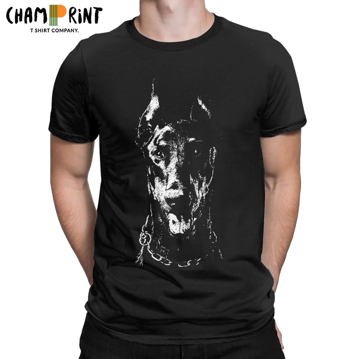 Men\'s T-Shirt Doberman Dog Animal Creative Pure Cotton Tee Shirt Pinscher Pet Owners Dog T Shirts Round Neck Clothes Gift Idea