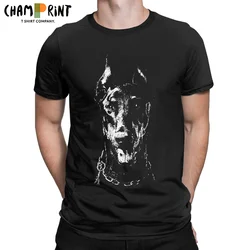 Men's T-Shirt Doberman Dog Animal Creative Pure Cotton Tee Shirt Pinscher Pet Owners Dog T Shirts Round Neck Clothes Gift Idea