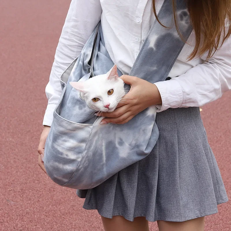 

New Pet Outdoor Crossbody Bag Canvas Cat Small Dog Shoulder Bag Portable Pet Chest Bags Cat Carriers Bags