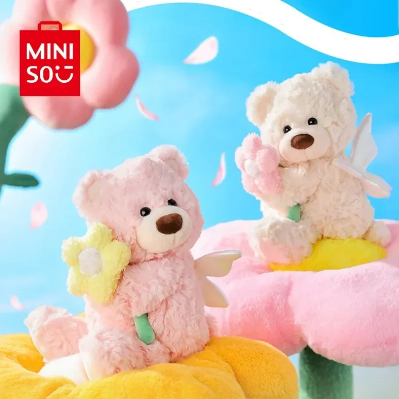 

Серия MINISO Gifford Bear, цветок, фея, медведь, сидящая кукла, кавайная милая плюшевая мягкая кукла, украшение комнаты для девочек, детская игрушка, подарок