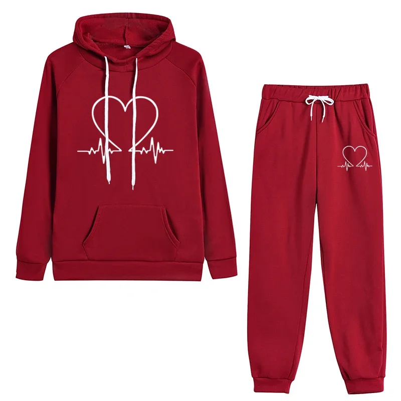Quality Printing Daily Jogging Sport Autumn Winter Women Tracksuit Outfits Fashion Casual Hooded Suit Ladies Woman Two piece Set