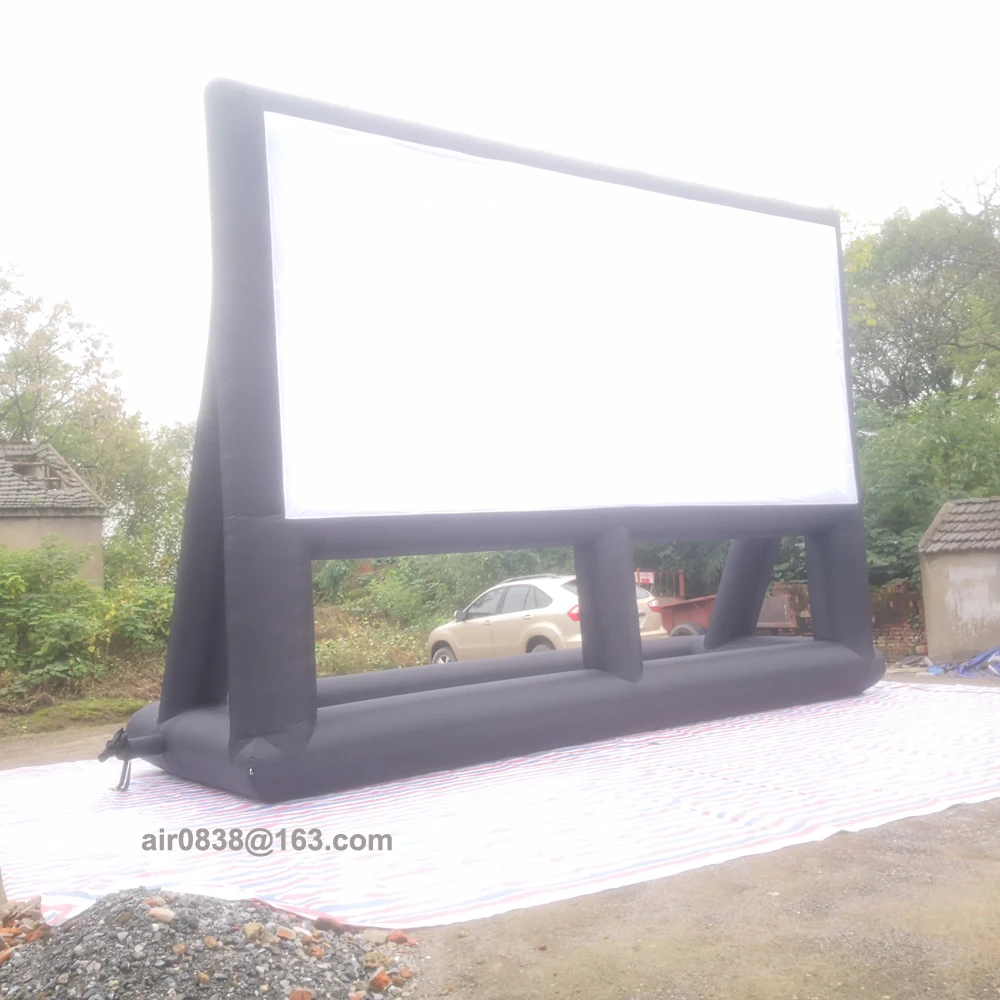 White Large 30ft Inflatable Movie Screen Outdoor Theater Oxford Foldable Home Cinema With Blower For Projector Event Party