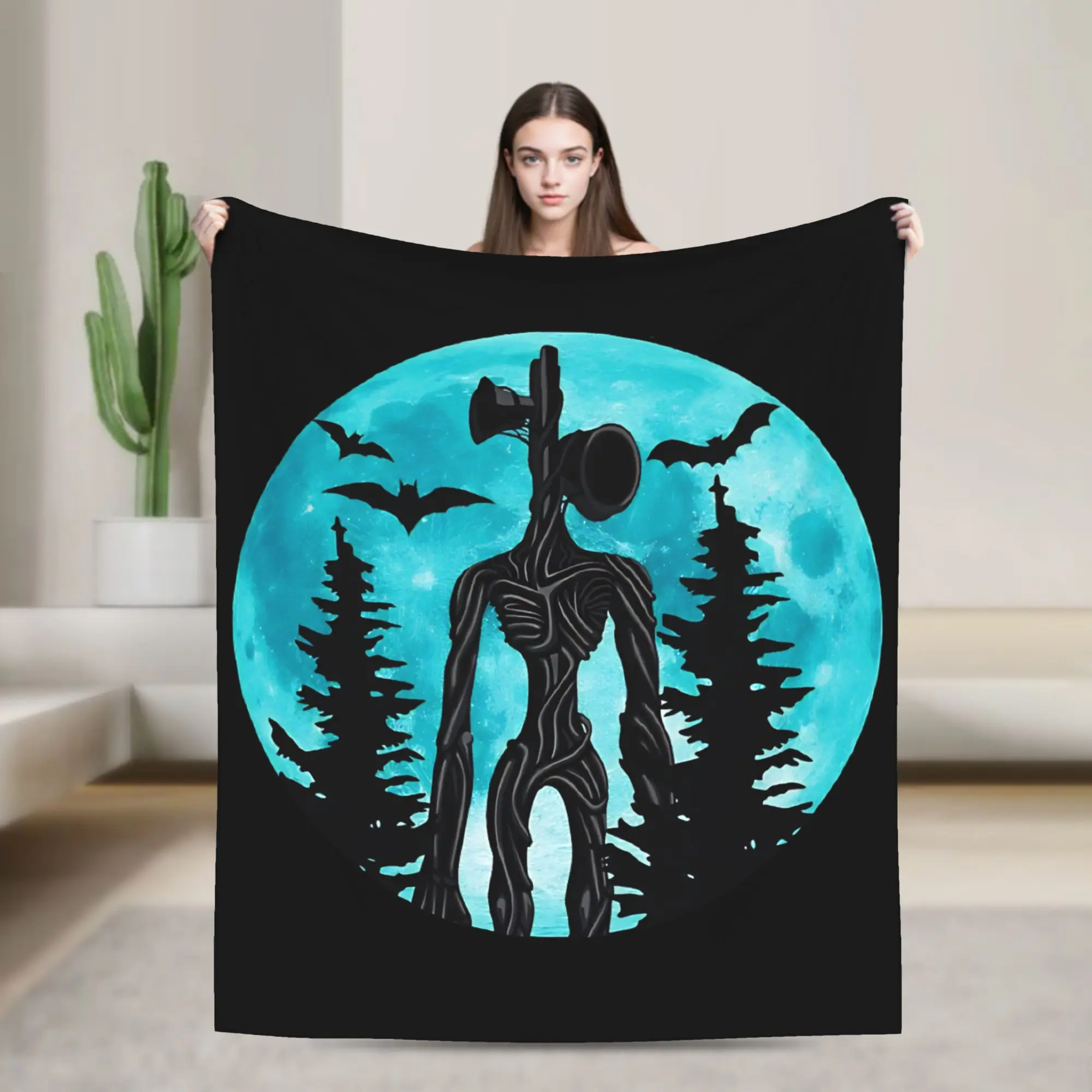Siren Head Cryptid Blanket  Flannel Vintage Breathable Throw Blanket for Home Decoration