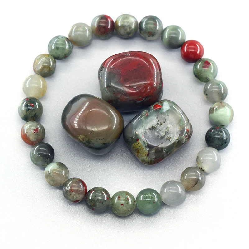 الطبيعية الأفريقية الدم حجر حبة سوار للرجال والنساء ، وتعزيز الدورة الدموية ، الطاقة شفاء المجوهرات ، لتخفيف الآلام معصمه ، الإسورة #4