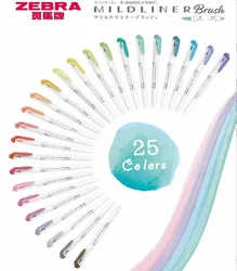 25 kolorów markery do rozświetlaczy zebry Mildliner WFT8 akwarela pióro subrayadores fluorescencyjne końcówki pędzla