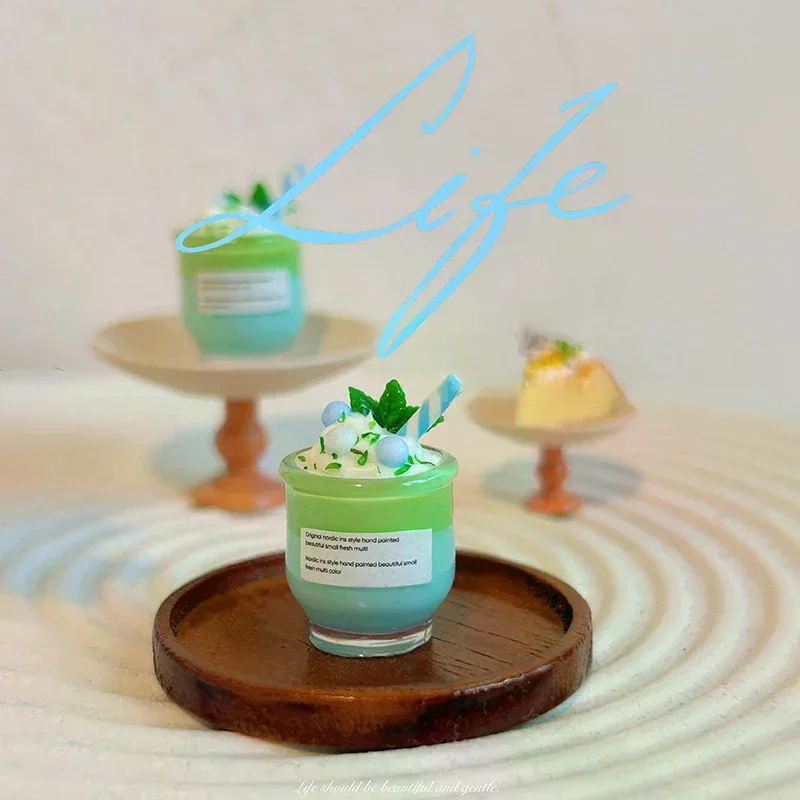 Maison de poupée à la menthe, tasse de boisson au lait, modèle de maison de poupée, magasin de desserts, décoration de boissons, accessoires de maison de poupées, jouets de simulation, 1/12
