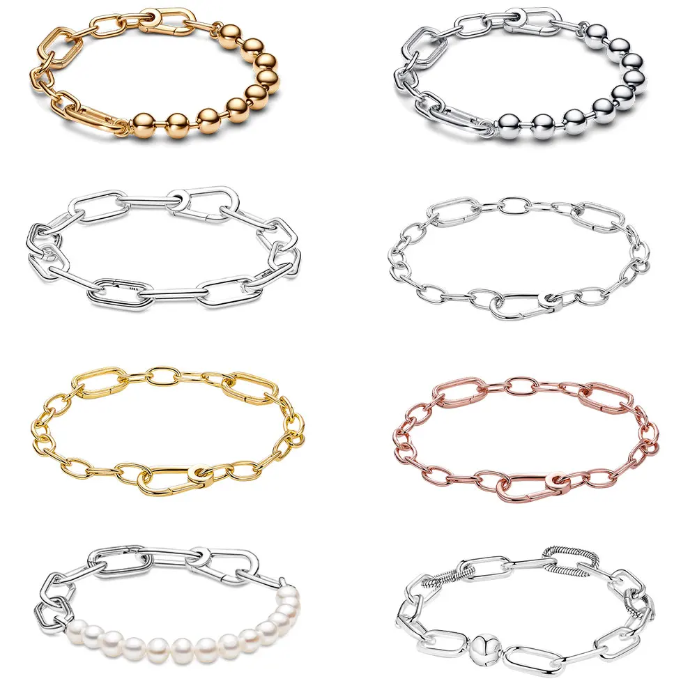 Hot Sale New Fashion Chain Link Bracelet Fit Me Charm Bracelet For Women DIY Fashion Jewelry Simple Link bracelet Love Gift 2024