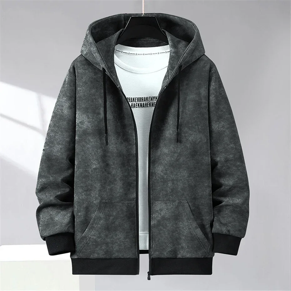 Herren Krawatten-Sets plus Größe 11xl Kapuzen pullover mit Reiß verschluss Herren Frühling Herbst Jacke passt Mode Casual Sets große Größe 11xl