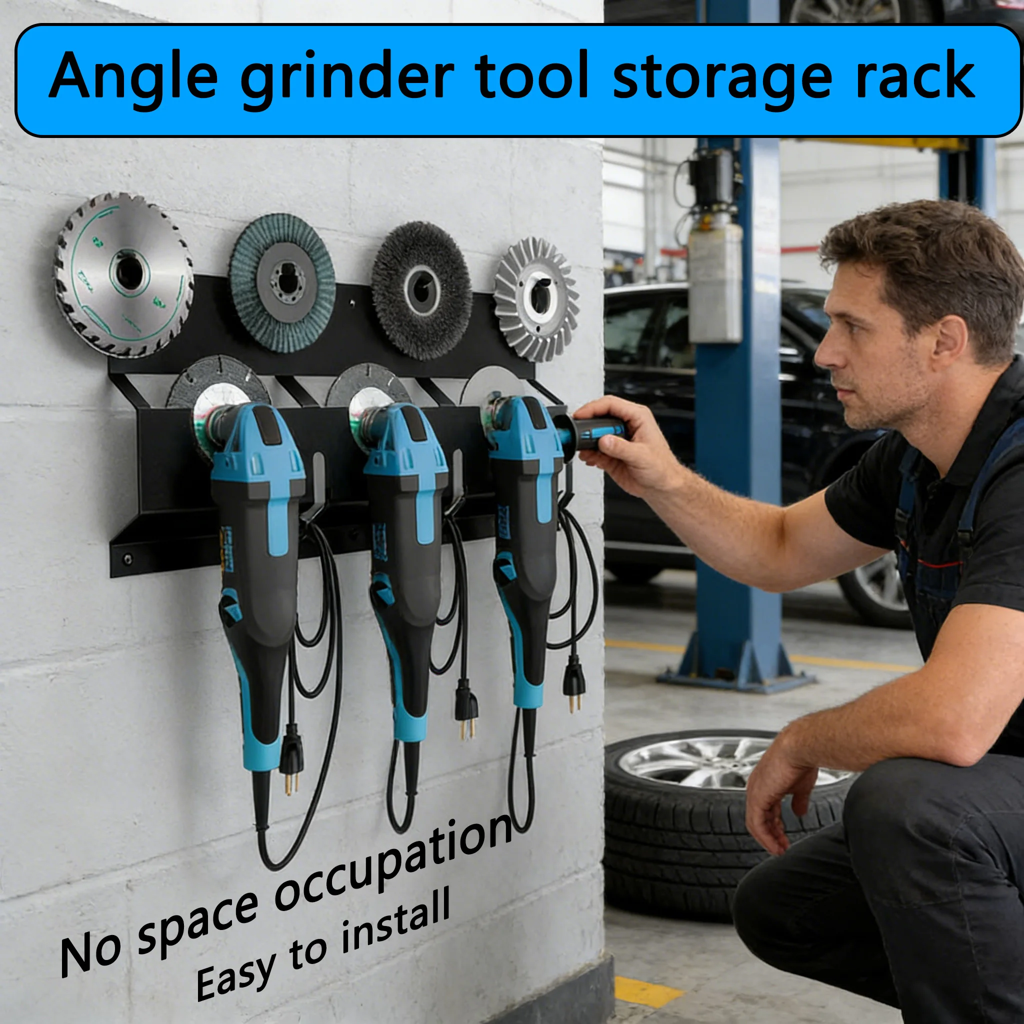 

Сверхмощная металлическая угловая шлифовальная машина, настенное крепление, кронштейн для хранения с вешалкой для шнура, подходит для фрез, полировщиков, мастерской, гаража