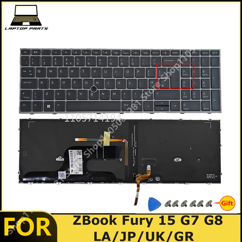 For ZBook Fury 15 G7 G8 LA/JP/UK/GR Laptop Keyboard Deck with Keyboard New replacement parts