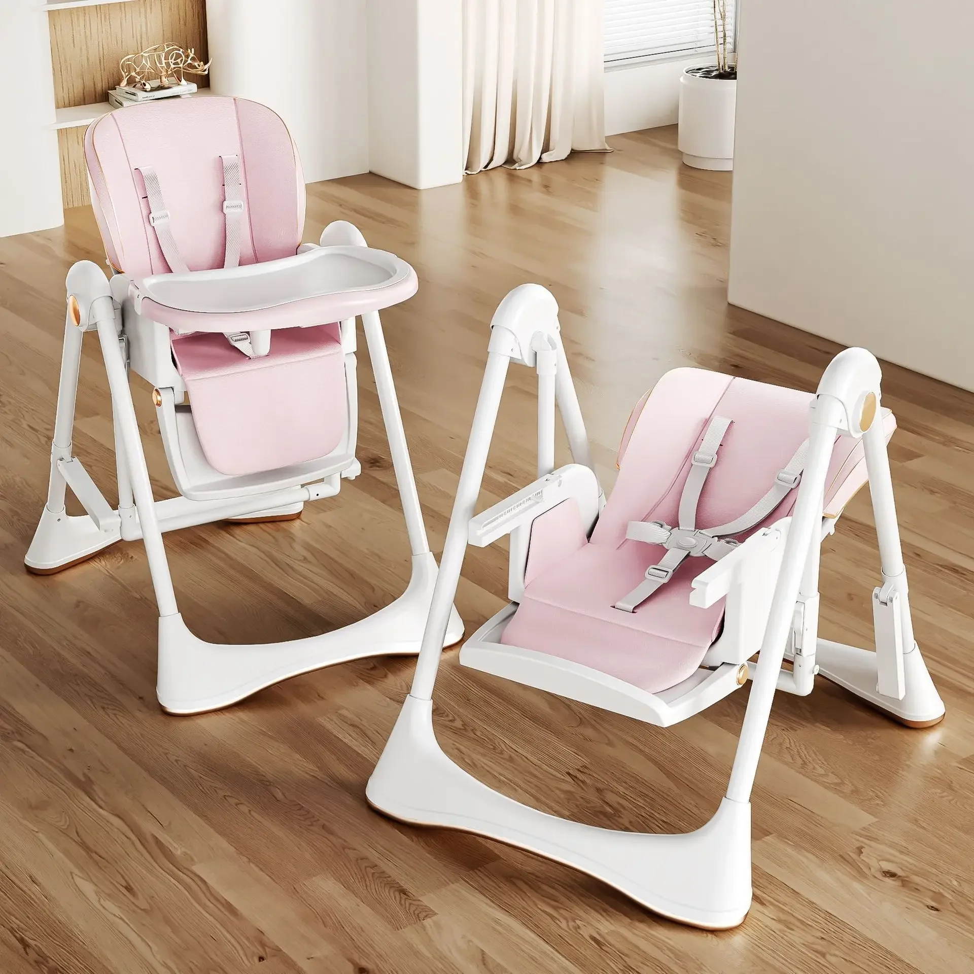 Swing Dining Chair Rocking Chair Foldable Dining Toddler Dining Table Cradle 2-in-1 Learning Rocking Chair