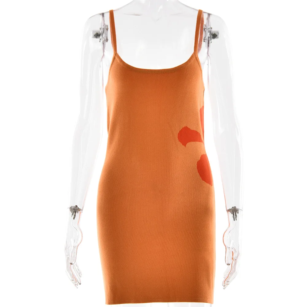 Kamisol Rajut Jacquard Bunga Gaun Mini Bodycon Pakaian Liburan Musim Panas Punggung Terbuka Tali Spaghetti Leher Rendah Wanita Pakaian Pantai