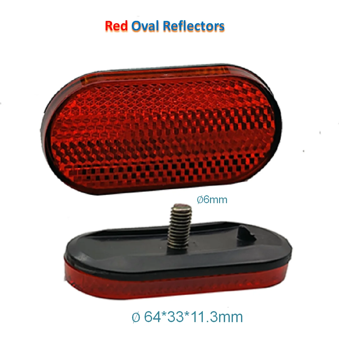 Screwed Red Oval Reflectors Safety Warning Fork 64x33x11.3mm for ATV Dirt Bike Motorcycle Quad-Biking RVs Truck Car Signal Parts