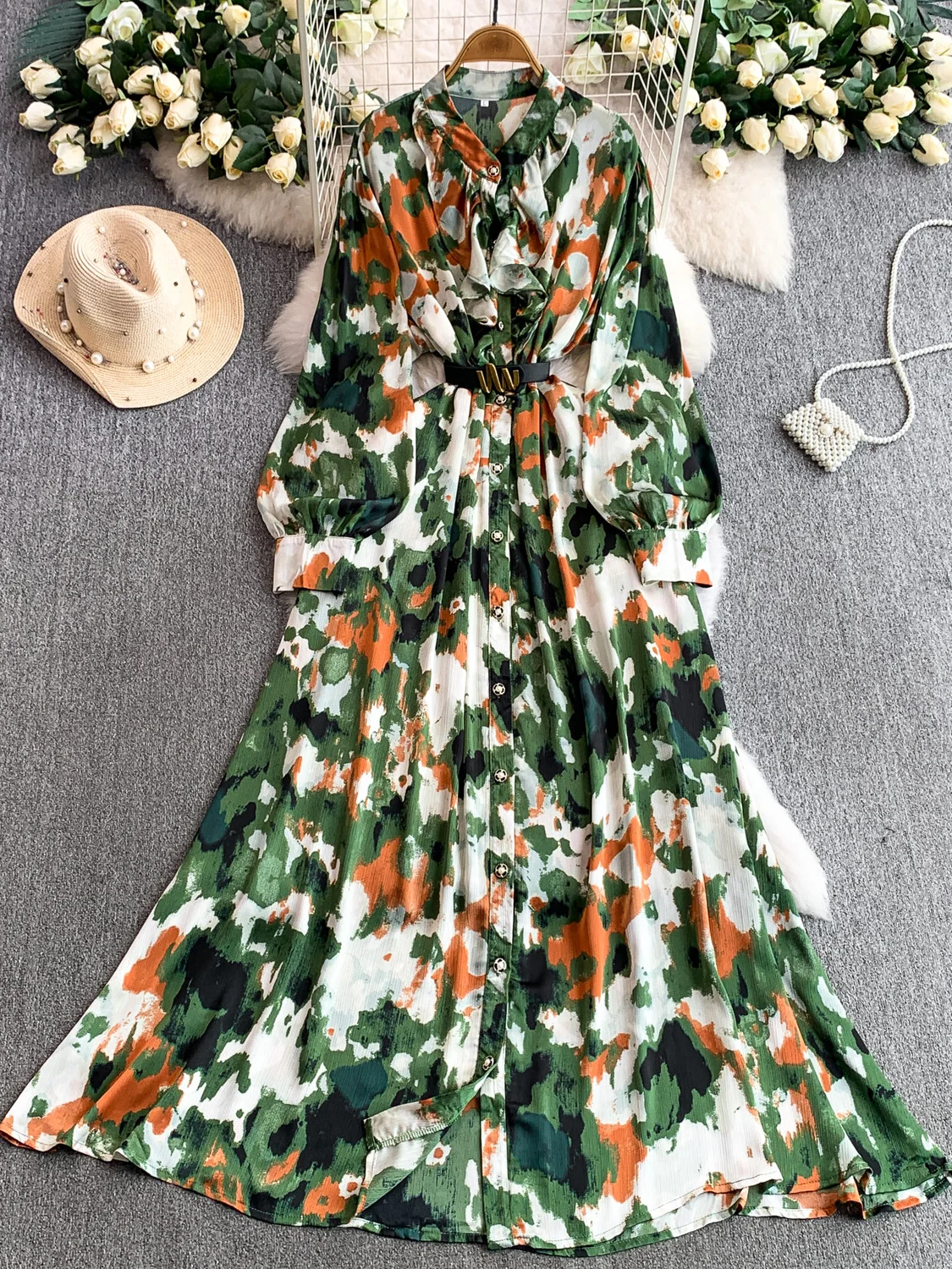 الرجعية adient هيم جولة Ne Long Dr المرأة الخريف الشتاء زر واحد الخصر الداخلية Ele تنورة ألف خط الدكتور