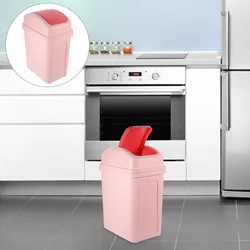 Plastic Garbage Bines Shake Lid with Household Waste Bin Trashcans for Bathrooms Pink Nursery Office