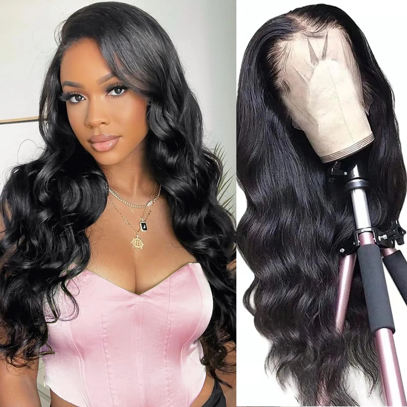 

Vrvogue 30 34Inch Body Wave 13x4 Transparent Lace Frontal Wigs 180 Density 100% Human Hair Water Wave Lace Front Wig Pre Plucked