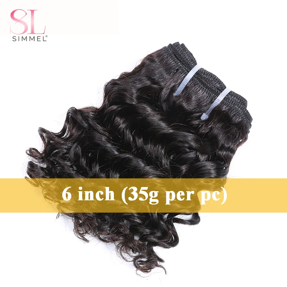 Extensiones de cabello humano rizado profundo brasileño para mujer, mechones de cabello humano corto y rizado, extensiones hinchables, 6 pulgadas