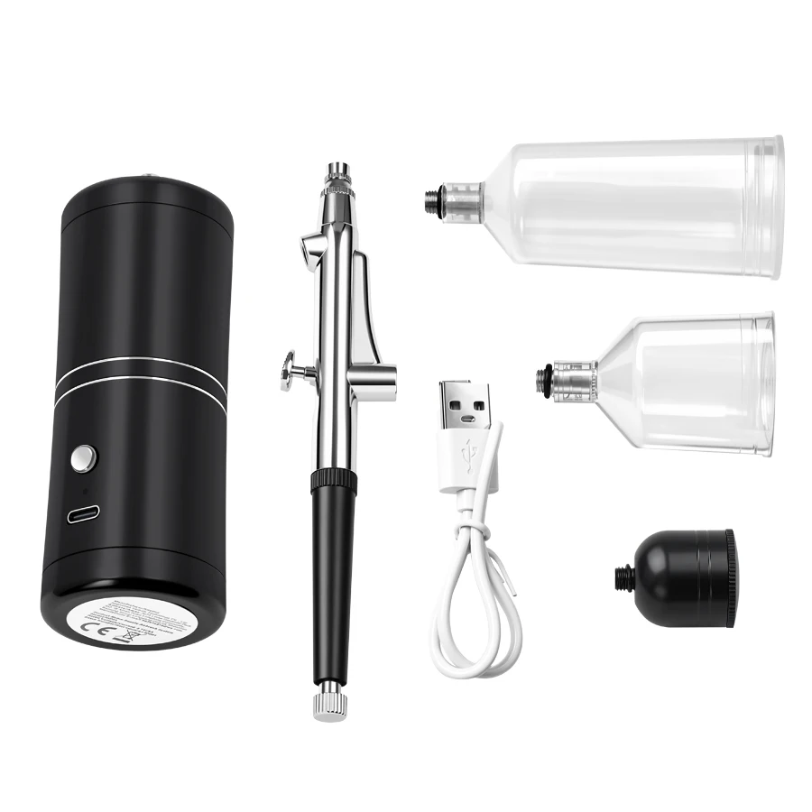 Portable Airbrush With Compressor USB/Battery 1000mAh For Face Beauty Nail Art Cake Decorating, Makeup Model Painting