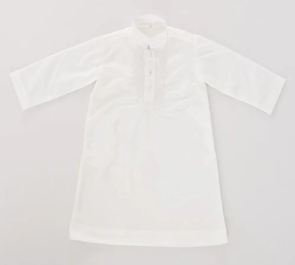 Bata bordada blanca de Oriente Medio para niños, batas musulmanas de Dubai, Arabia Saudita, Túnica Kaftan para niños, ropa islámica Thobe