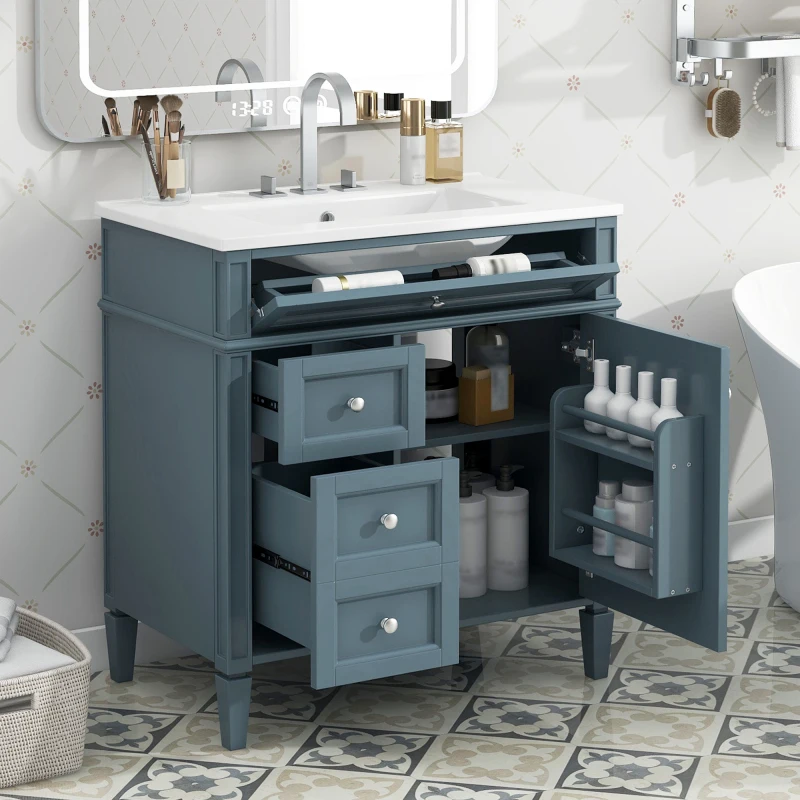 Bathroom Vanity Top Sink Modern Bathroom Storage Cabinet With 2 Drawers And A Tip-out Drawer Single Sink Bathroom Vanity