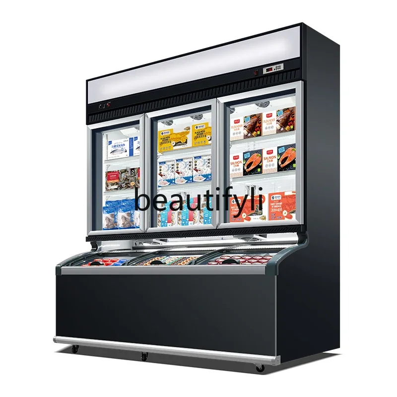 Ice cream cabinet Commercial vertical refrigerated and frozen integrated ice cream display cabinet