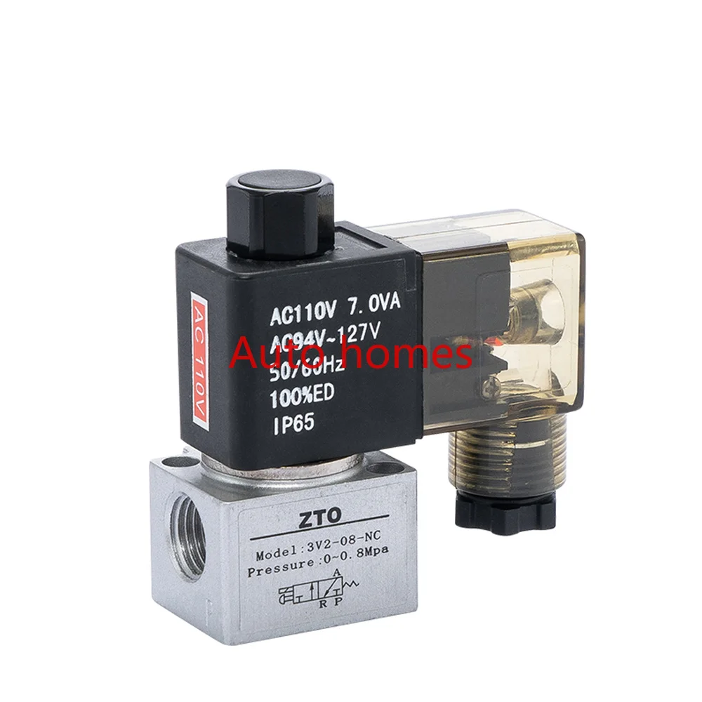 3V2-06 3V2-08 Two-position Three-way High-frequency Vacuum Solenoid Valve NC NO Direct Acting Valve DC12V DC24V AC110V