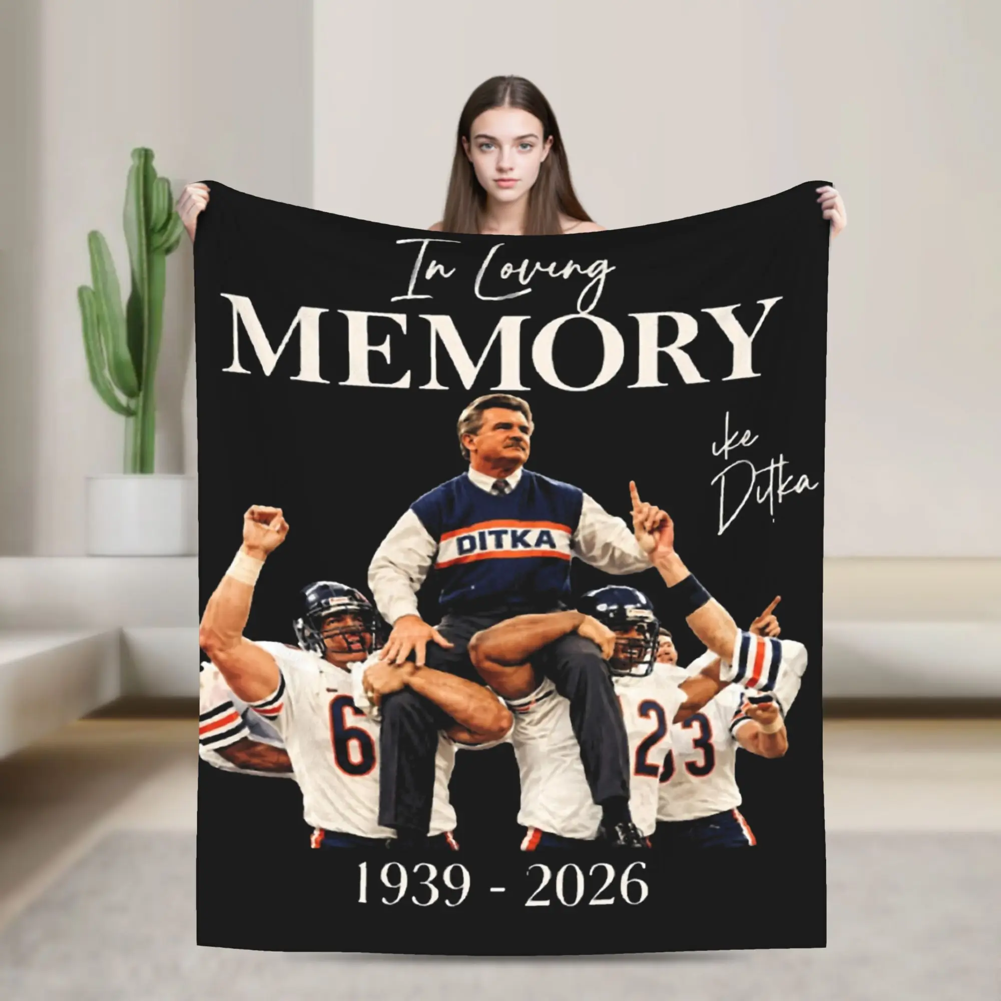 Mike Ditka Football Wool Blanket  Creative Throw Blankets for  Sofa Bedding Lounge 125*100cm Bedspread