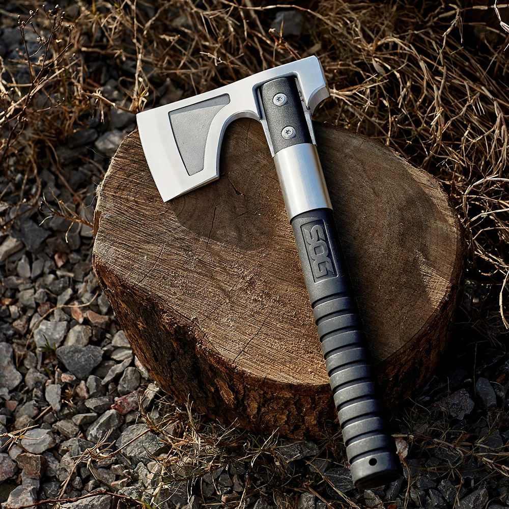 أداة مطرقة هاتشيت للتخييم مع غمد 3.1 بوصة شفرة من الفولاذ المقاوم للصدأ للاستخدام الخارجي والطوارئ (CH1001-CP)