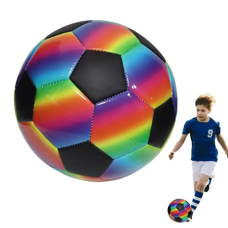 Football Rainbow Soccer Rainbow PVC Football For Sports Practice Lightweight Inflatable Indoor Outdoor Football PVC Panel