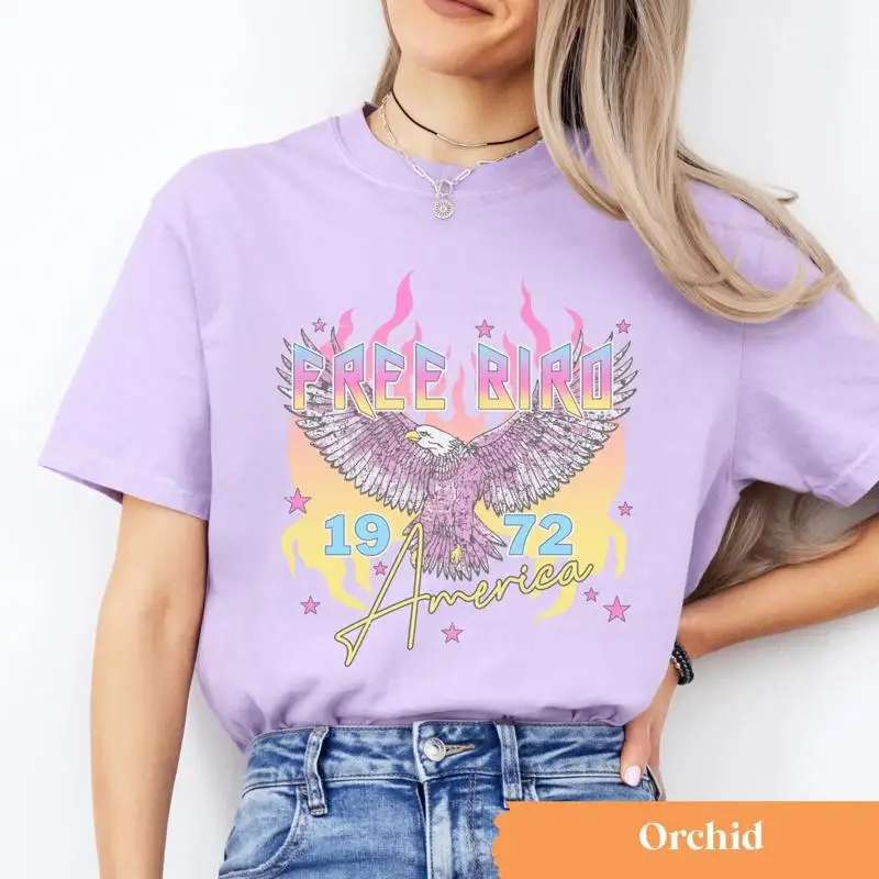 Free Bird T Shirt Trendy  Patriotic America 1972 4Th Of July