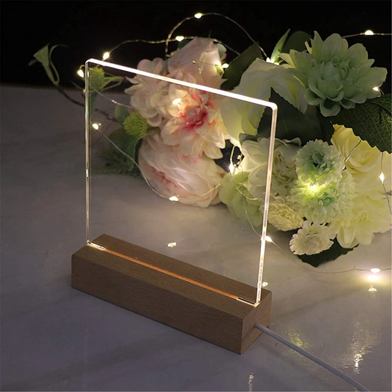 LED Wood Display Base,Rectangle Display Pedestal,Light Base Stand For Lasering Crystal Glass Acrylic