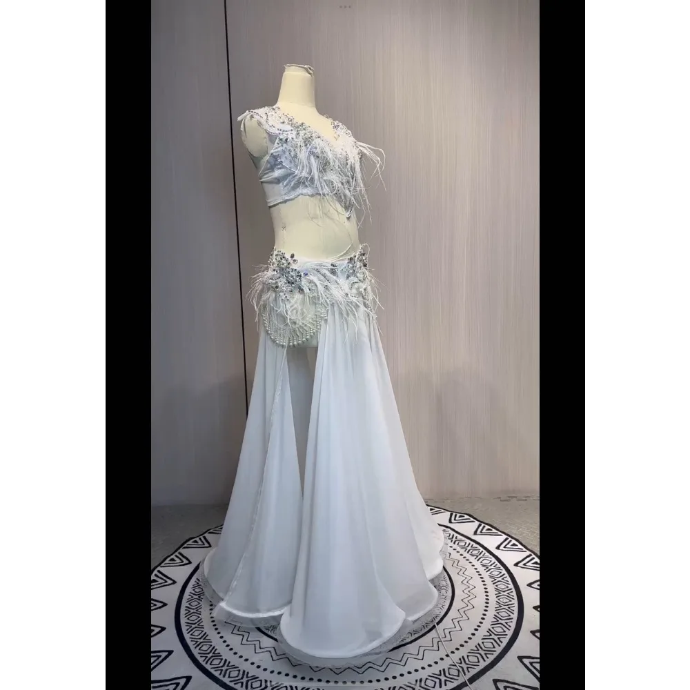 Customized Oriental Dance Baladi Robe Folk Performance Costume Belly Dancewear Saidi Glitter Group Stage Performance Costume
