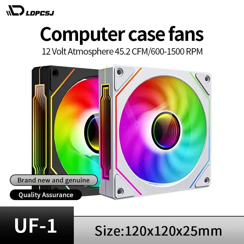 

LDPCSJ PRISM 4 PRO Computer Chassis Fan 12cm ARGB 4 Pin PWM Quiet Cooling Fan 12V Large Air Volume 45.2CFM/600-1500RPM