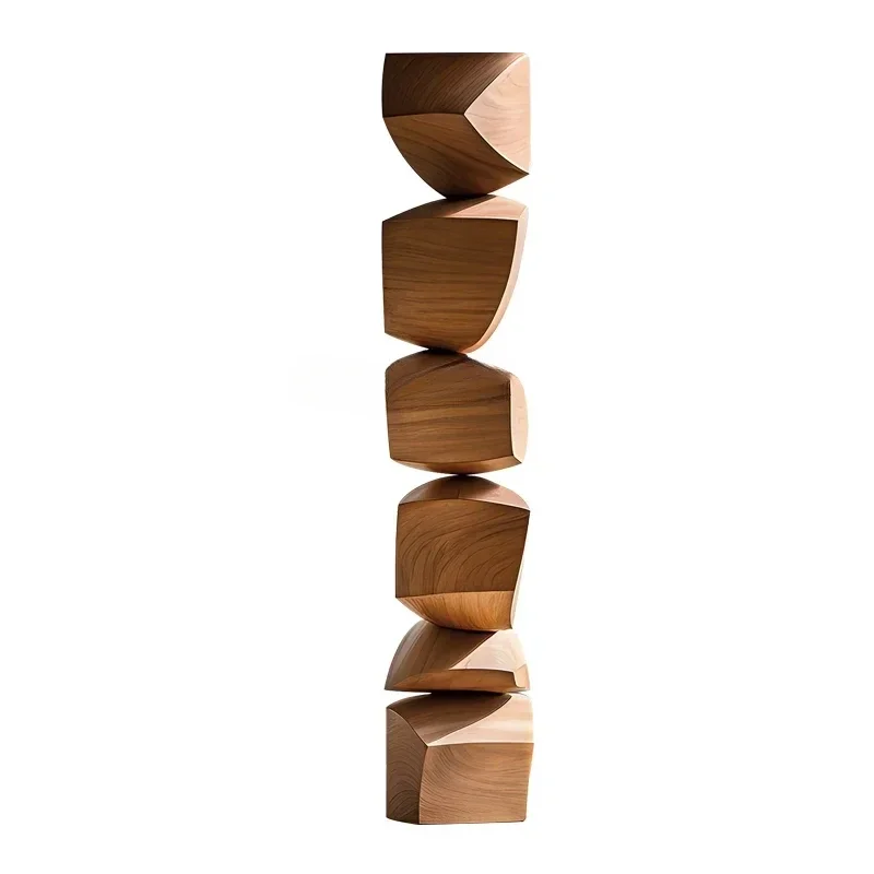 

Hotel floor-to-ceiling decorations, ornaments, soft decoration, entrance aisle, vertical height solid wood sculpture artwork