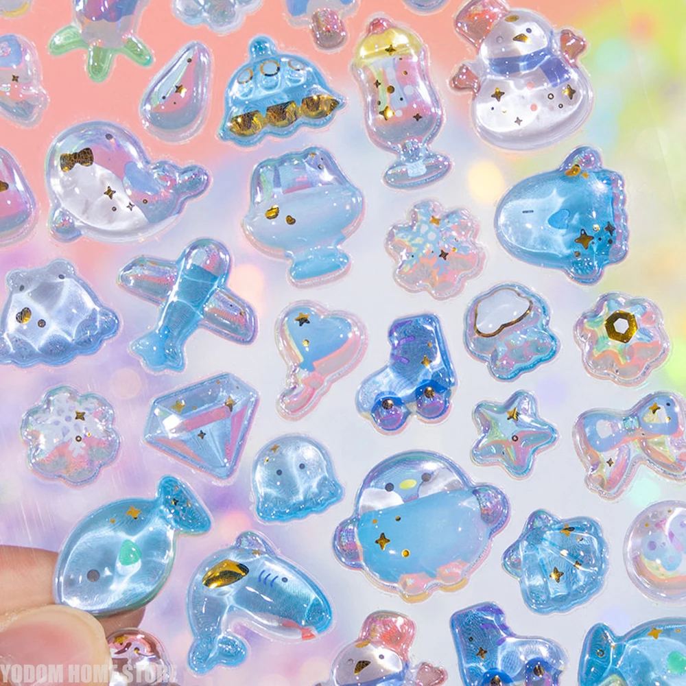 

4 Colors Cute Animal Gemstone Stickers Gold Sequin Kawaii Decals Decorative Supplies for Scrapbooking Craft DIY Project Decor