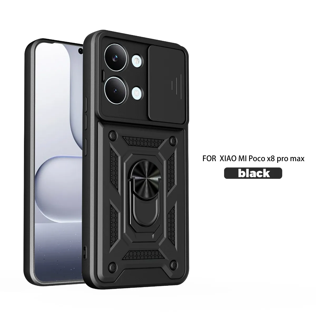 Magnetische Halterung Handyhülle für Xiaomi POCO X8 Pro Max X8 X7 Pro 5G mit Schiebe-Kameraschutz, Ringständer und Stoßfester Rückabdeckung
