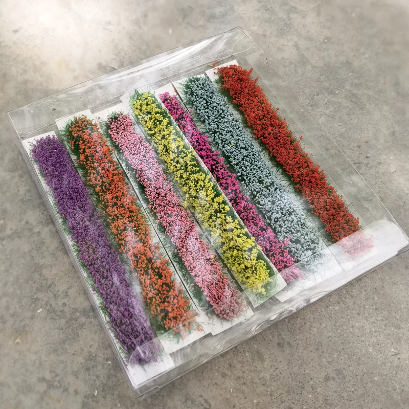 7 sztuk/pudło imitacja kwietnika pasek model roślinność krzew krajobraz piasek stół dekoracja parku domek dla lalek krajobraz