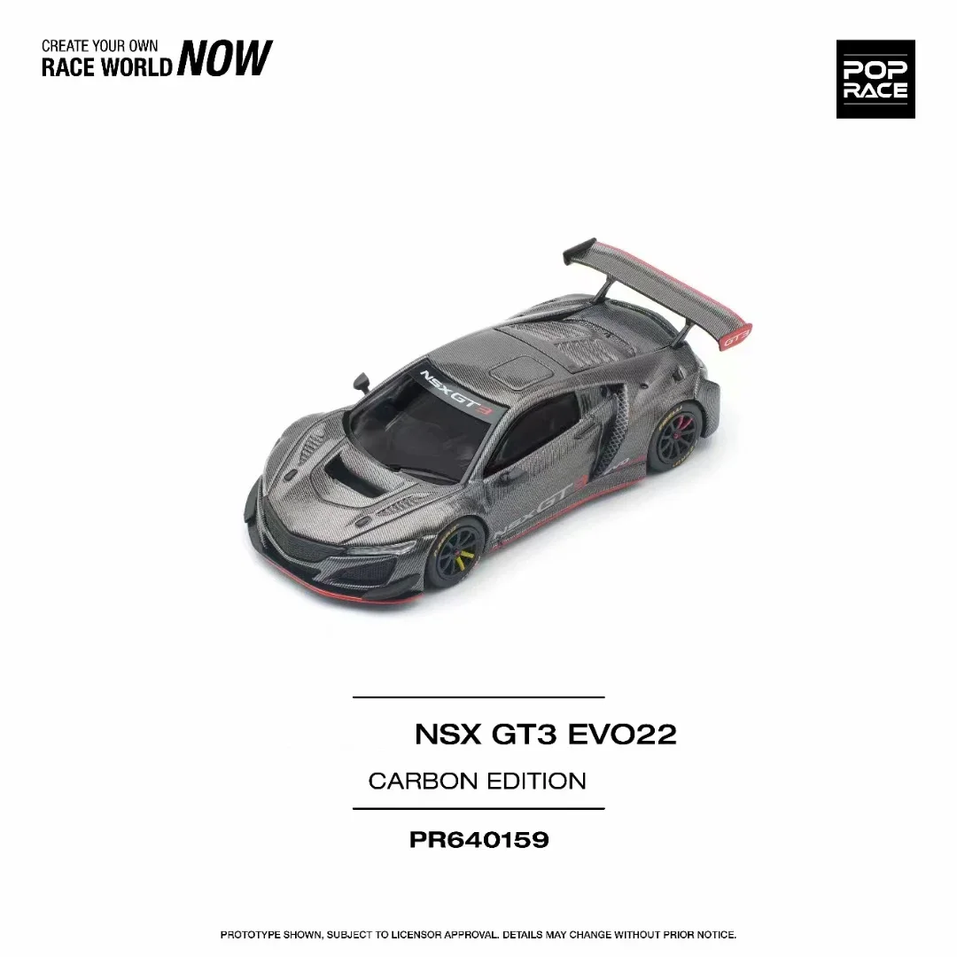 

Pop Race In Stock 1:64 NSX GT3 EVO22 Full Carbon Black Diecast Diorama Car Model Collection Miniature Toys