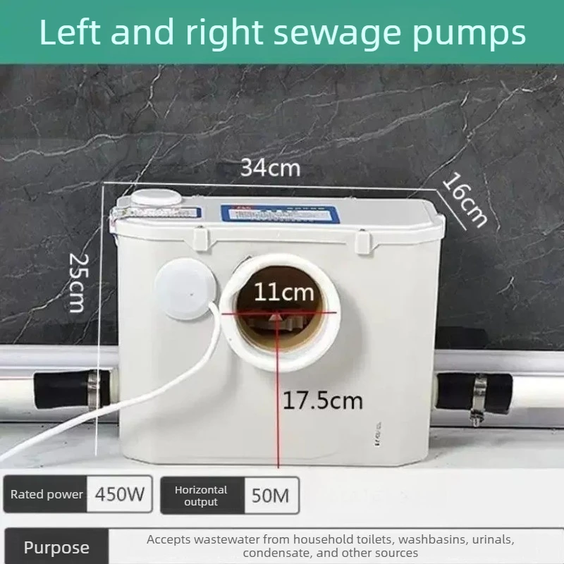 Basement Upper Drainage Toilet Sewage Lift Pump, Electric Crushing Upper Drainage Pump, Multi-functional Sewage Pump