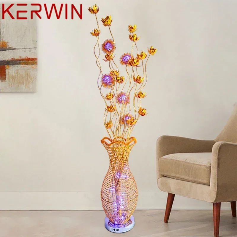 Nordic Golden Flower Floor Lamp Fashionable Modern Living Room Sofa Bedroom Hotel LED Originality Decorative Light