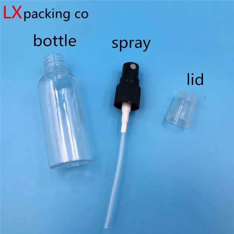 50PCS 10ML 30ML 50ML 60ML 100ML 120ML Clear Transparent New Spray Bottles Black Sprayer Perfume Liquid Cosmetic Containers S