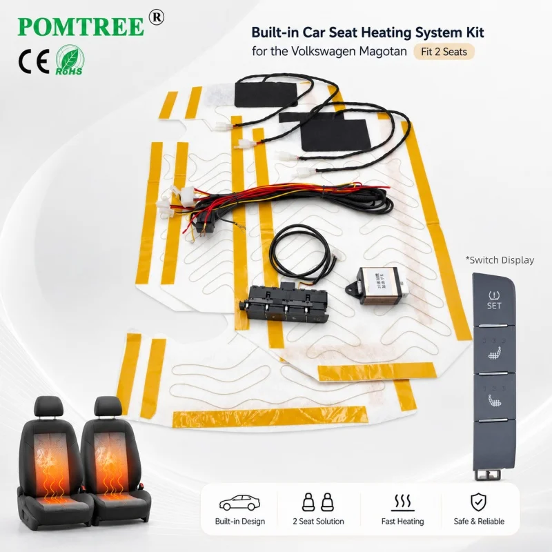 Built-in Car Seat Heating System Kit Fit For 2023 Volkswagen Magotan Models Fit 2 Seats,Including Dedicated Heater Pads
