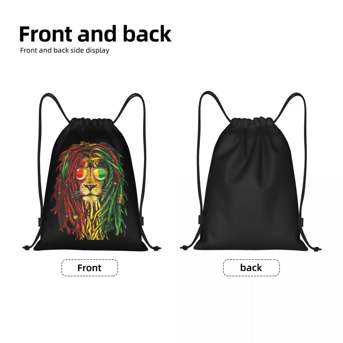 Rasta Reggae Lion Drawstring Bags Men Portable Gym Sports Sackpack Jamaican Jamaica Pride Rastafarian Lover Shopping Backpacks