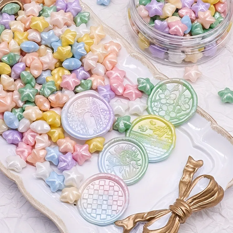 100pcs/bag Star Shape Mixed Colors Sealing Wax Beads for Wax Seal Stamp,  for Card Envelope,Wedding Invitation,Gift Wrapping