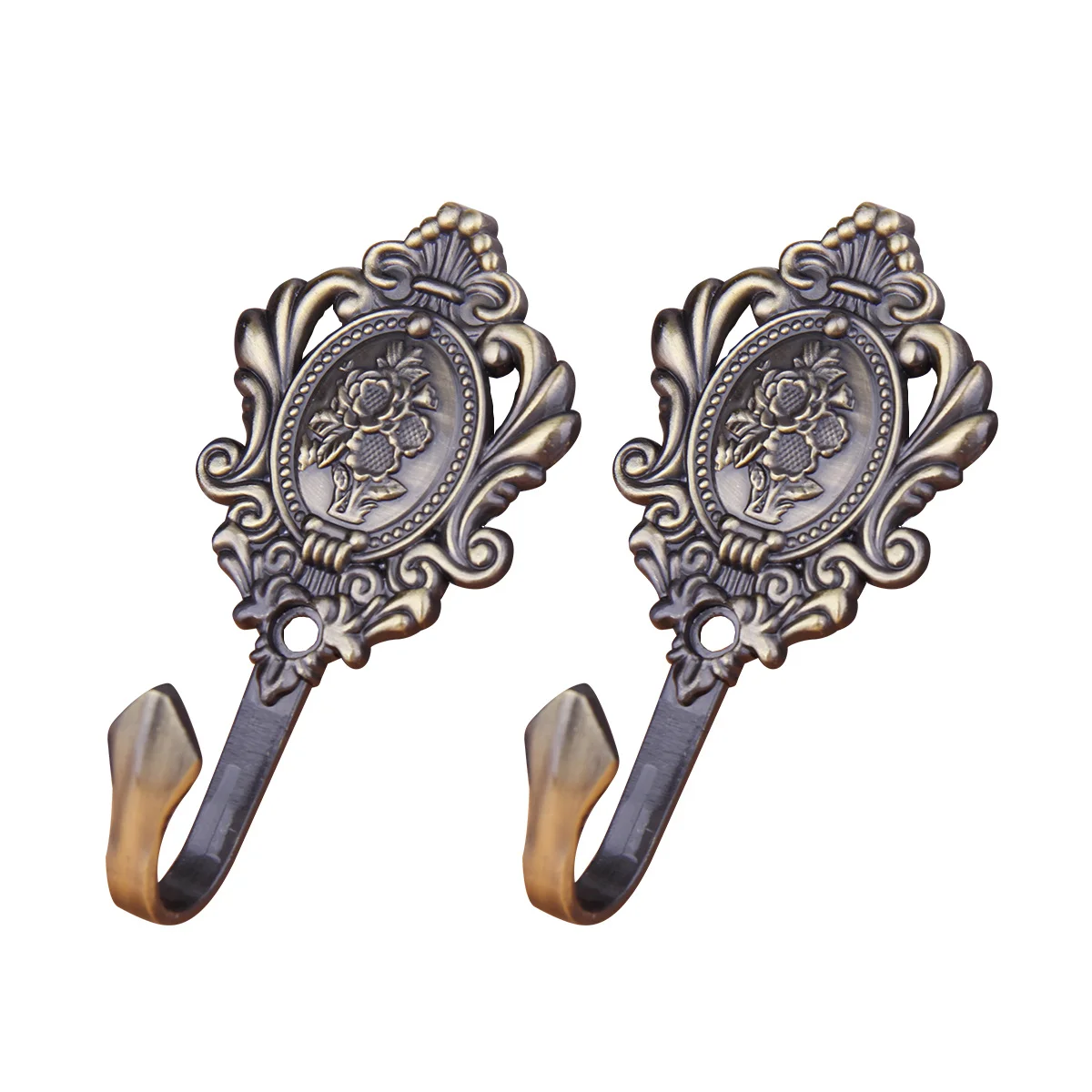 

Beautiful Rose Carve Zinc Alloy Vintage Drapery Hooks Bronze Perfect for Hanging Curtains Clothes in Rooms Vintage Hooks