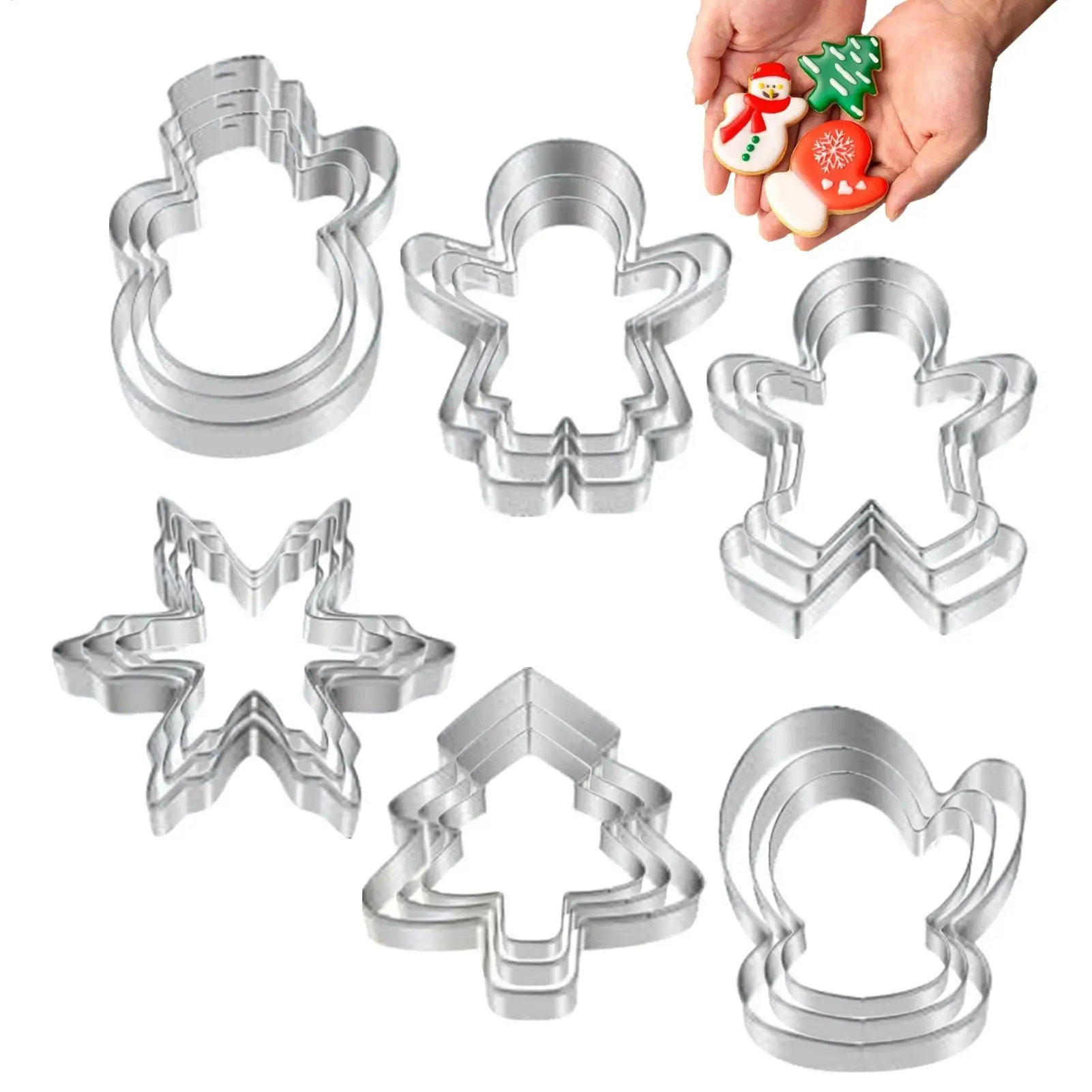 18Pc/set Christmas Cookie Cutter Gingerbread Xmas Tree Mold Christmas Cake Decoration Tool Navidad Gift DIY Baking BiscuitMould