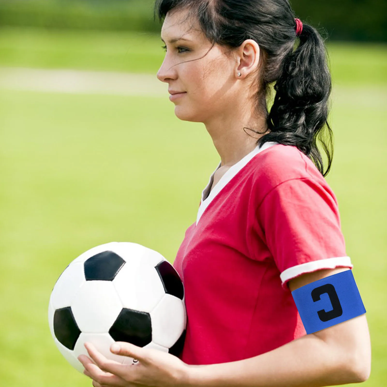 6 قطعة شارة الكابتن مطاطا النايلون كرة القدم العصابات الرياضية قائد فريق كرة القدم الذراع الفرقة C كلمة علامة الكبار الرجال النساء المحمولة