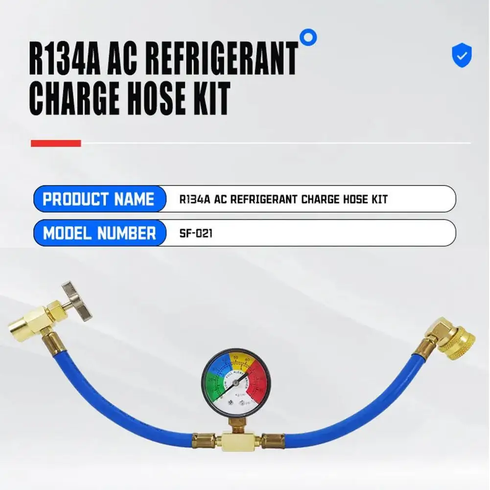 Enfriador de Gas de aire acondicionado R134A con medidor de medición, tubo de carga de refrigerante para automóvil, tubo de flúor de llenado