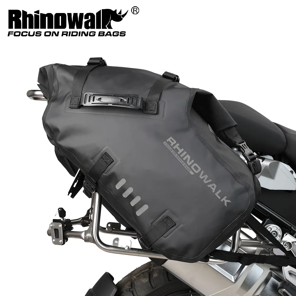 Rhinowalk Motorcycle Bag 18L 100%Waterproof Large Capacity 2PCS Universal Fit Motorcycle Waterproof Saddle Tail Bag Luggage Bag